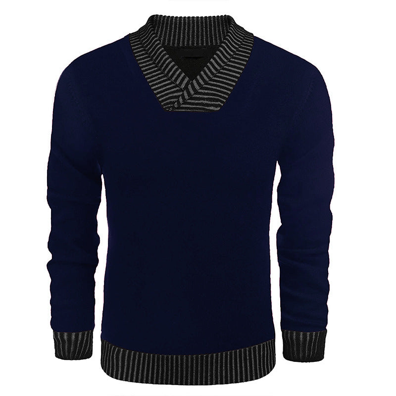 Herren modischer Pullover mit gestreiftem Kragen und schmalem Schnitt Echoarchiv