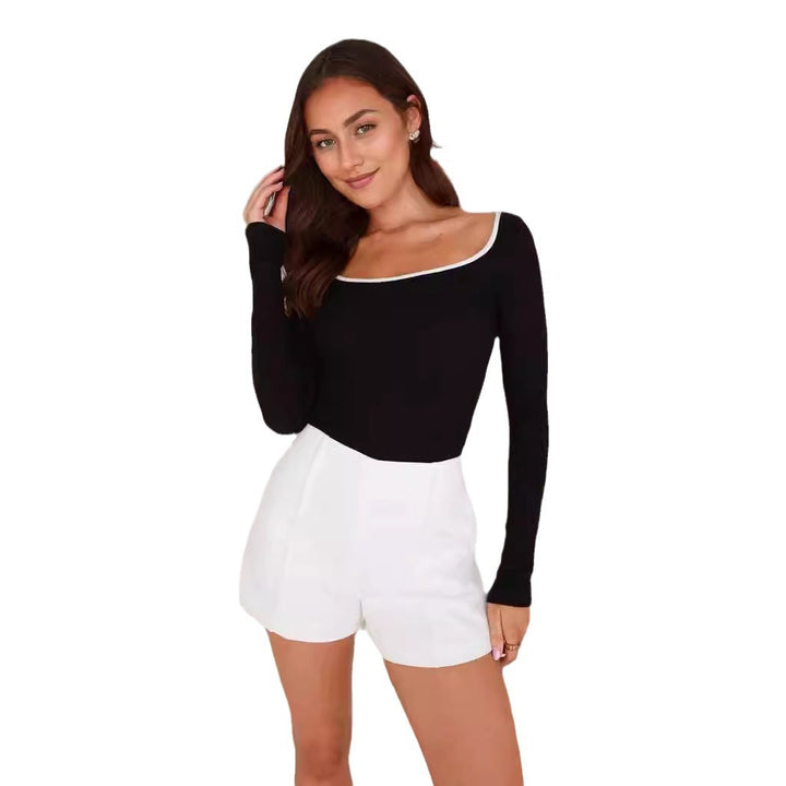 Damen Enganliegender High-Waist Minirock mit seitlichem V-Schlitz und Business-inspirierten Abnähern – Avérine
