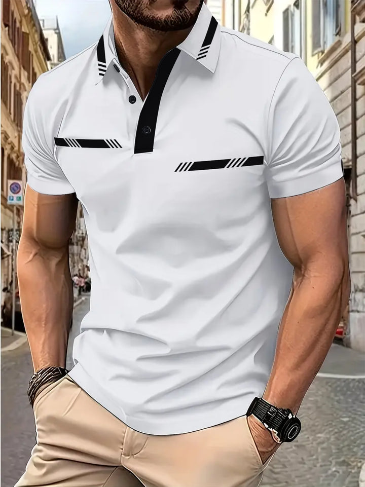 Herren Kurzarm Poloshirt mit stilvollen Kontraststreifen Echoarchiv