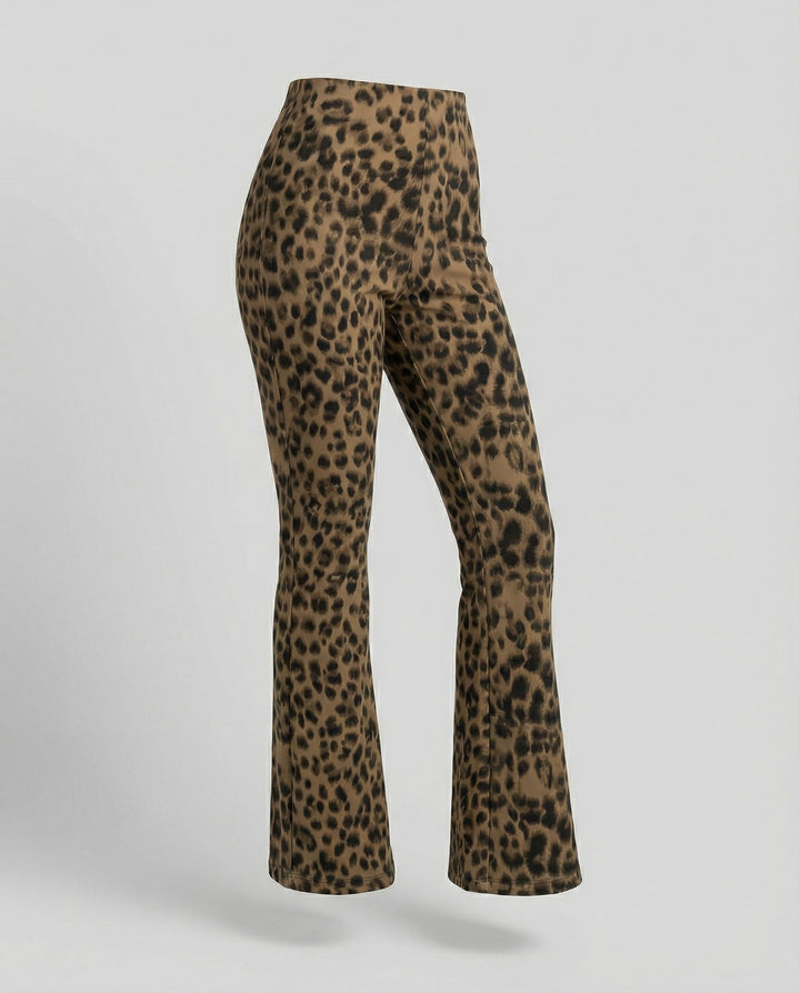 Damen Flared Leggings mit trendigem Leopardenmuster Echoarchiv