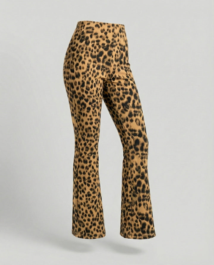 Damen Flared Leggings mit trendigem Leopardenmuster Echoarchiv