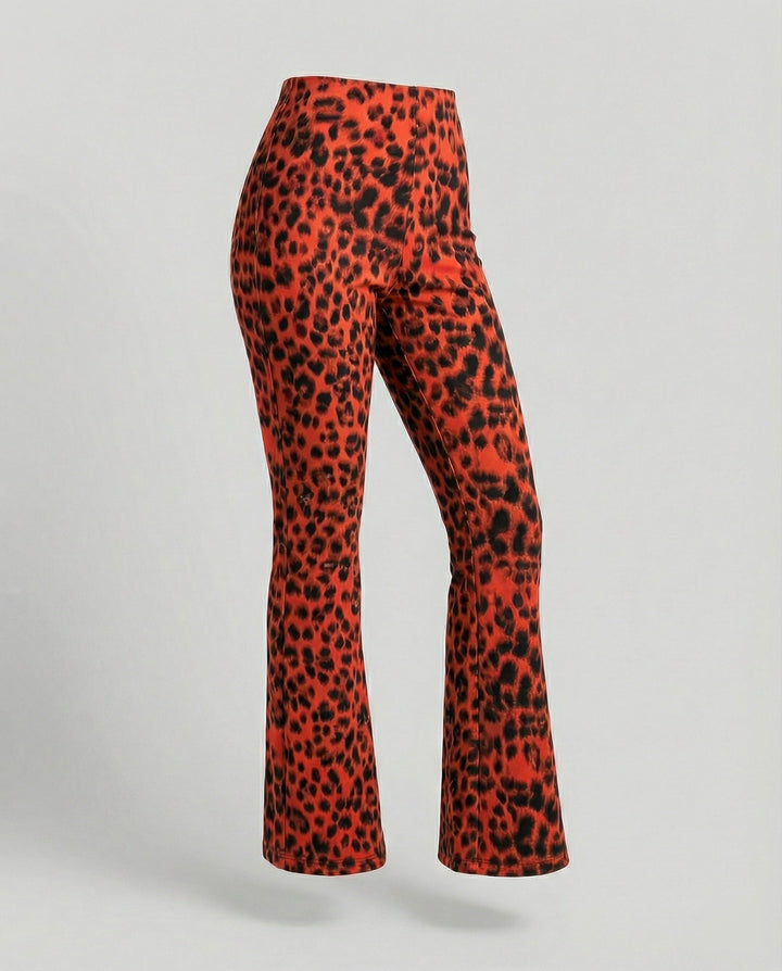 Damen Flared Leggings mit trendigem Leopardenmuster Echoarchiv