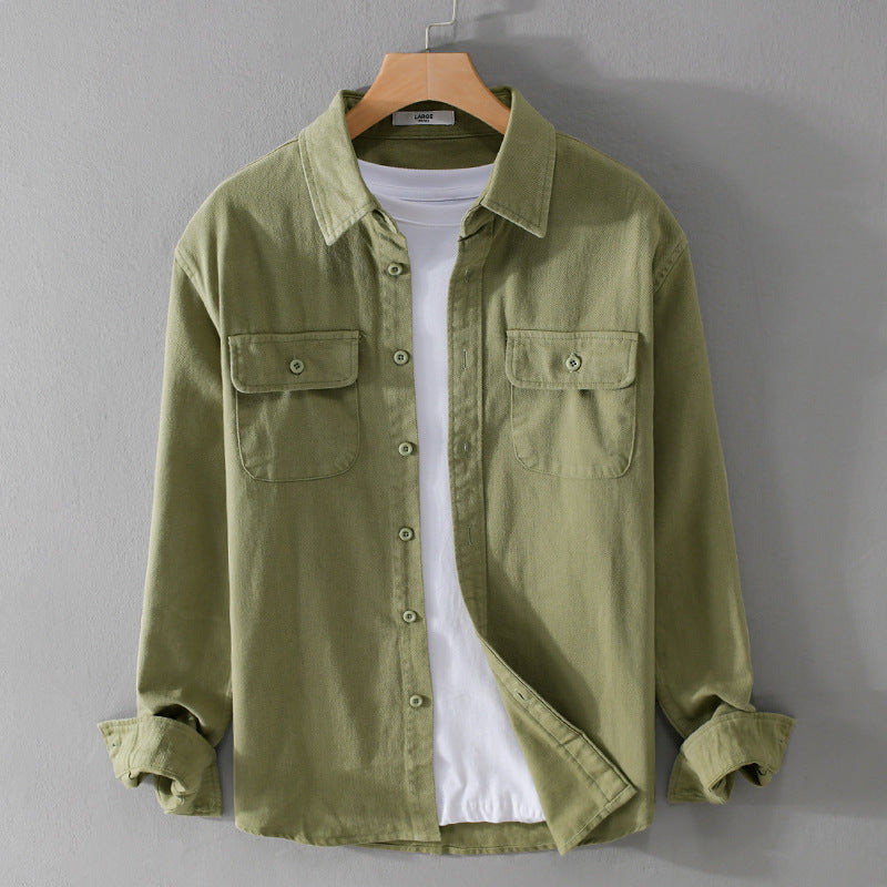 Herren Leichtes Baumwoll-Twill-Overshirt mit Brustklappen und Relaxed-Fit Echoarchiv