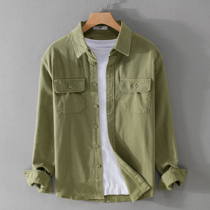 Herren Leichtes Baumwoll-Twill-Overshirt mit Brustklappen und Relaxed-Fit Echoarchiv