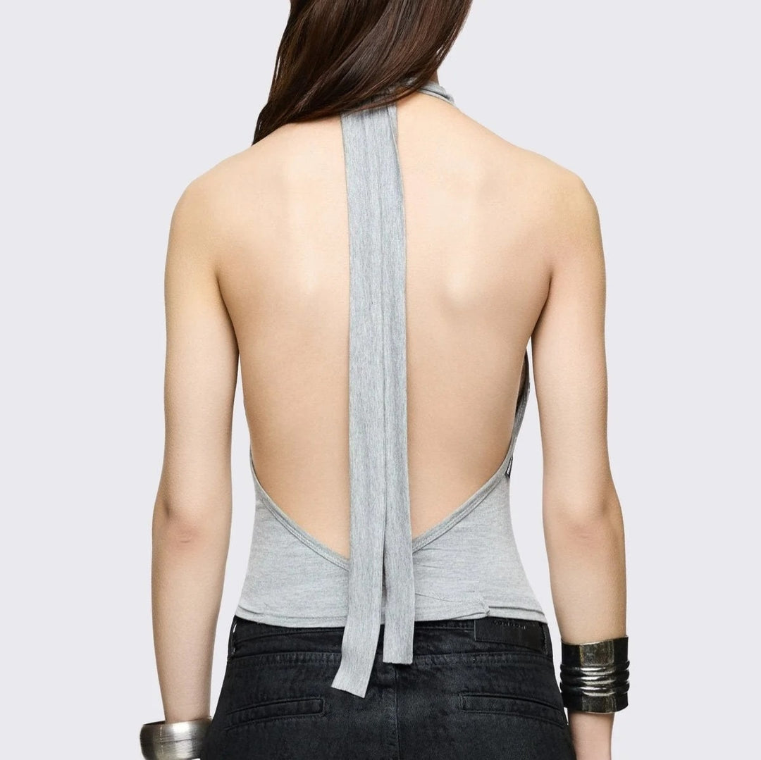 Damen Figurumspielendes Choker-Top mit raffinierten Ösen Echo Archiv