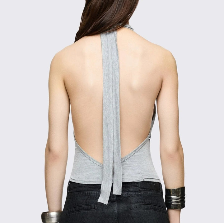 Damen Figurumspielendes Choker-Top mit raffinierten Ösen Echo Archiv