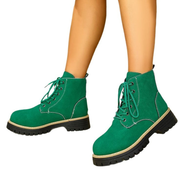 Damen nan Schnür-Stiefelette in Veloursoptik mit warmem Innenfutter, gepolstertem Schaft und robuster Profilsohle Echo Archiv