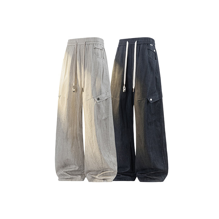 Damen Weite Leinenoptik-Cargohose mit Tunnelzugbund und großen Klapptaschen Echo Archiv
