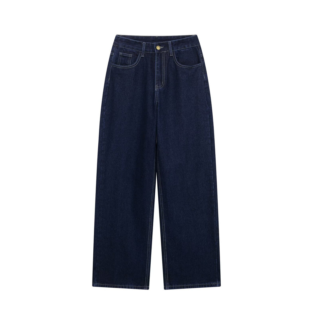 Damen nan hochgeschnittene, weit geschnittene Jeans mit geradem Bein und Fünf-Taschen-Details Echo Archiv