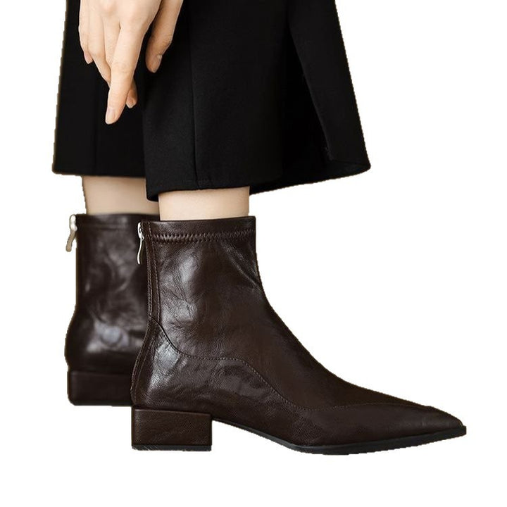 Damen Elegante spitze Stiefeletten mit niedrigem Blockabsatz Echo Archiv