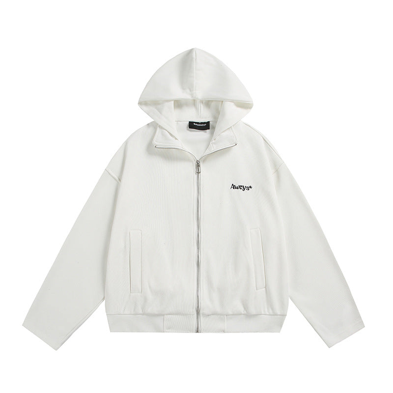 Unisex Oversize-Kapuzenjacke mit Zwei-Wege-Reißverschluss, geradem Saum und dezentem Logo-Emblem Echoarchiv