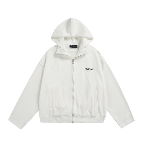 Unisex Oversize-Kapuzenjacke mit Zwei-Wege-Reißverschluss, geradem Saum und dezentem Logo-Emblem Echoarchiv