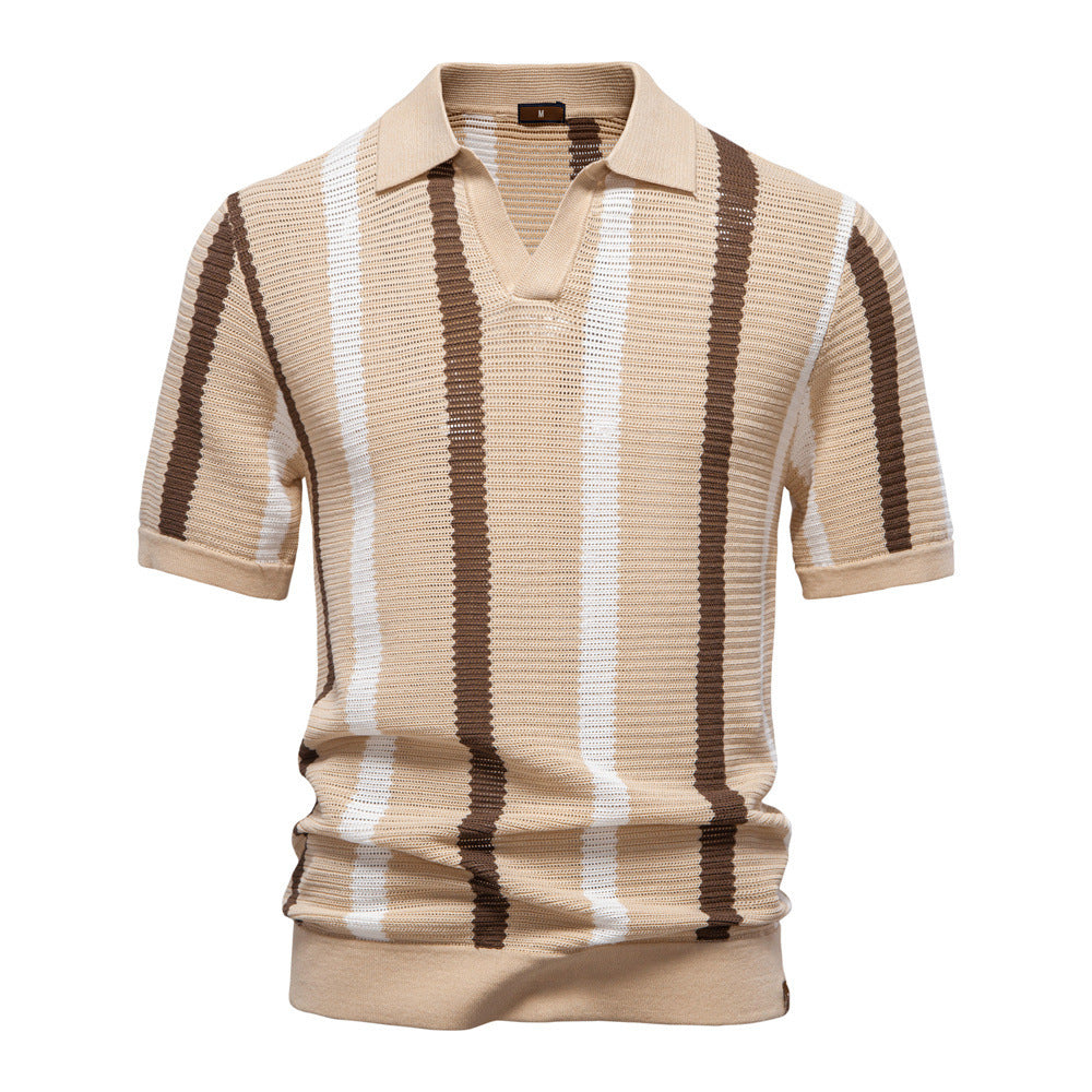 Herren nan kurzärmeliges Strickpolo mit Reverskragen und strukturierter Maschenware Echo Archiv