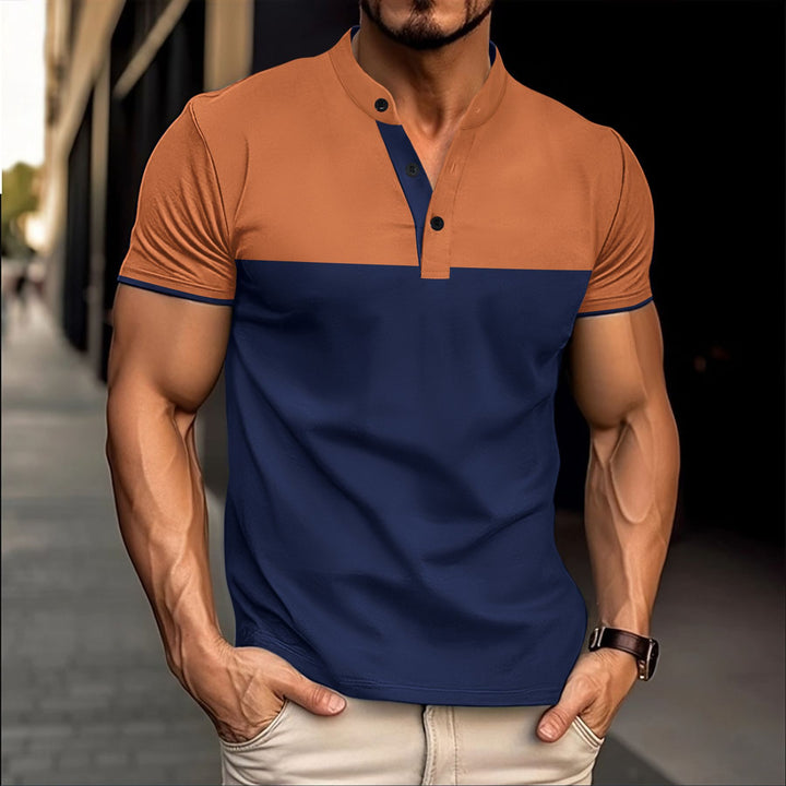 Herren Kurzarm Poloshirt mit Stehkragen und modernen Akzenten Echoarchiv