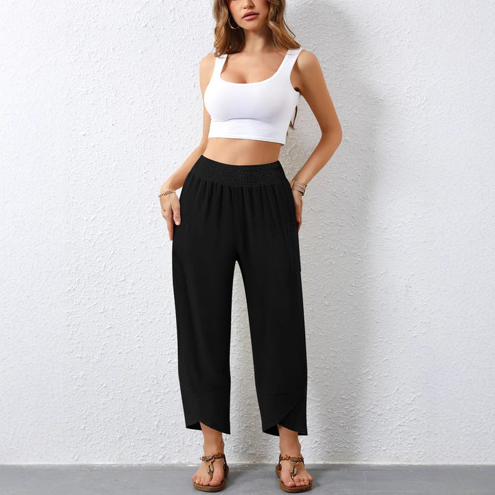 Damen Weite Sommerhose mit elastischem Bund und praktischen Taschen Echo Archiv
