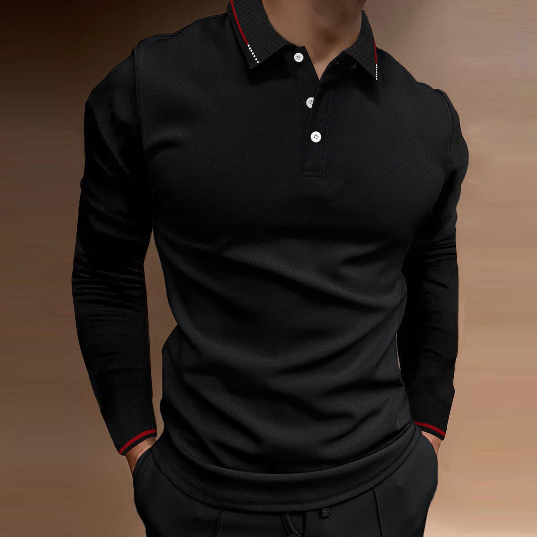 Herren Langarm Poloshirt mit strukturiertem Design Echoarchiv