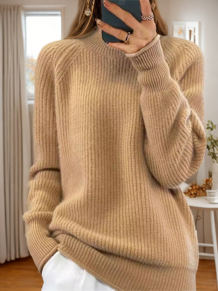 Damen nan kuscheliger Strickpullover mit Stehkragen und Rippstruktur Echo Archiv