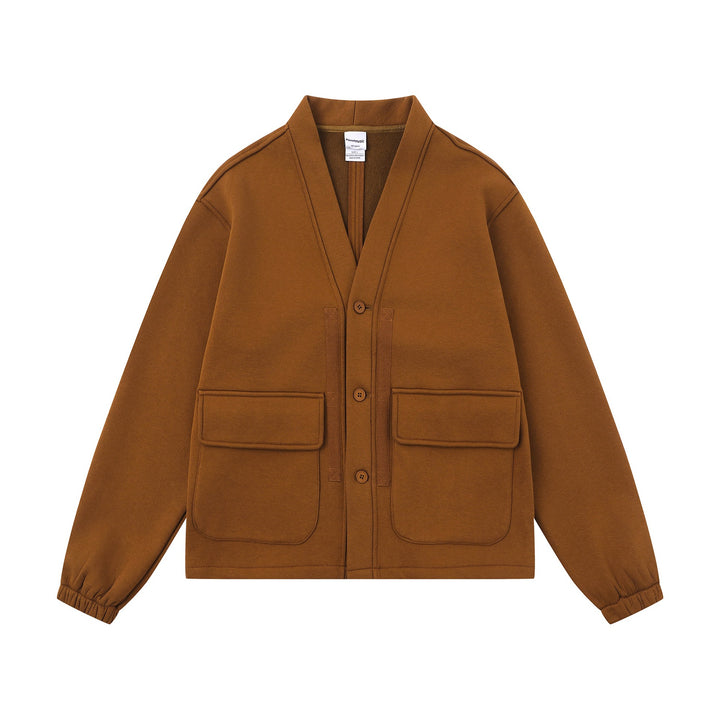 Unisex Oversize Sweatjacke mit Schalkragen und aufgesetzten Taschen Echoarchiv