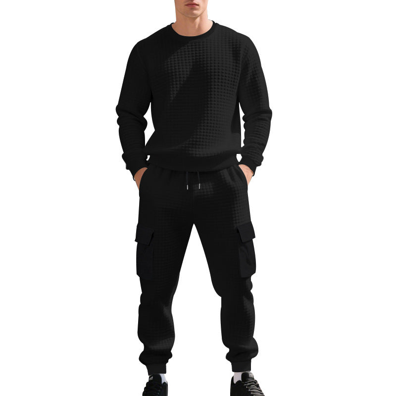 Herren Sportliches Freizeit-Set mit strukturiertem Sweatshirt und Cargo-Hose Echoarchiv