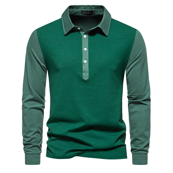 Herren Langarm-Henley-Shirt aus hochwertigem, atmungsaktivem Material mit Kontrastärmeln Echoarchiv