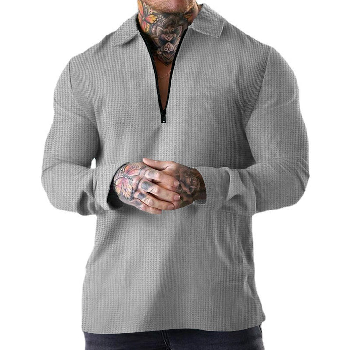 Herren Langarmshirt mit praktischem Reißverschluss und strukturiertem Design Echoarchiv