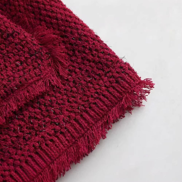 Damen kurze Bouclé‑Tweed‑Jacke mit Fransenbesatz, aufgesetzten Pattentaschen und Rundhalsausschnitt Echoarchiv