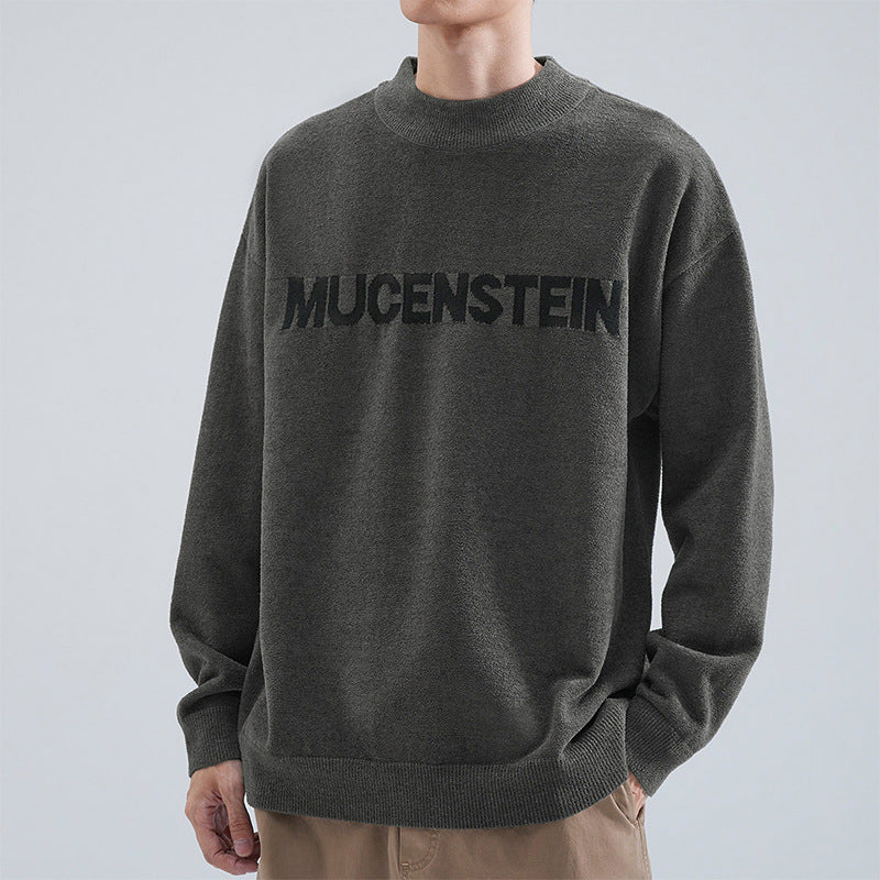 Herren Bequemer Oversized Pullover mit grafischem Schriftzug Echoarchiv