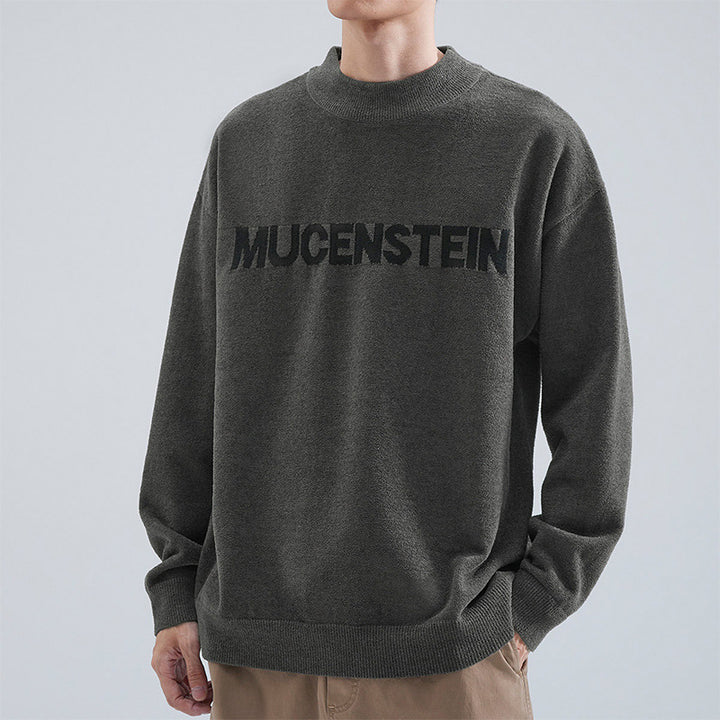 Herren Bequemer Oversized Pullover mit grafischem Schriftzug Echoarchiv