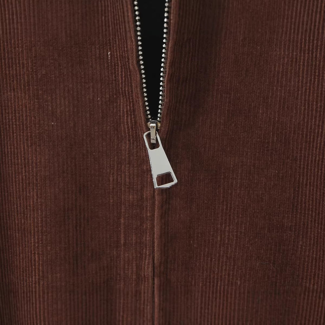 Damen Kurz geschnittene Cordblouson-Jacke mit Reißverschluss Echoarchiv