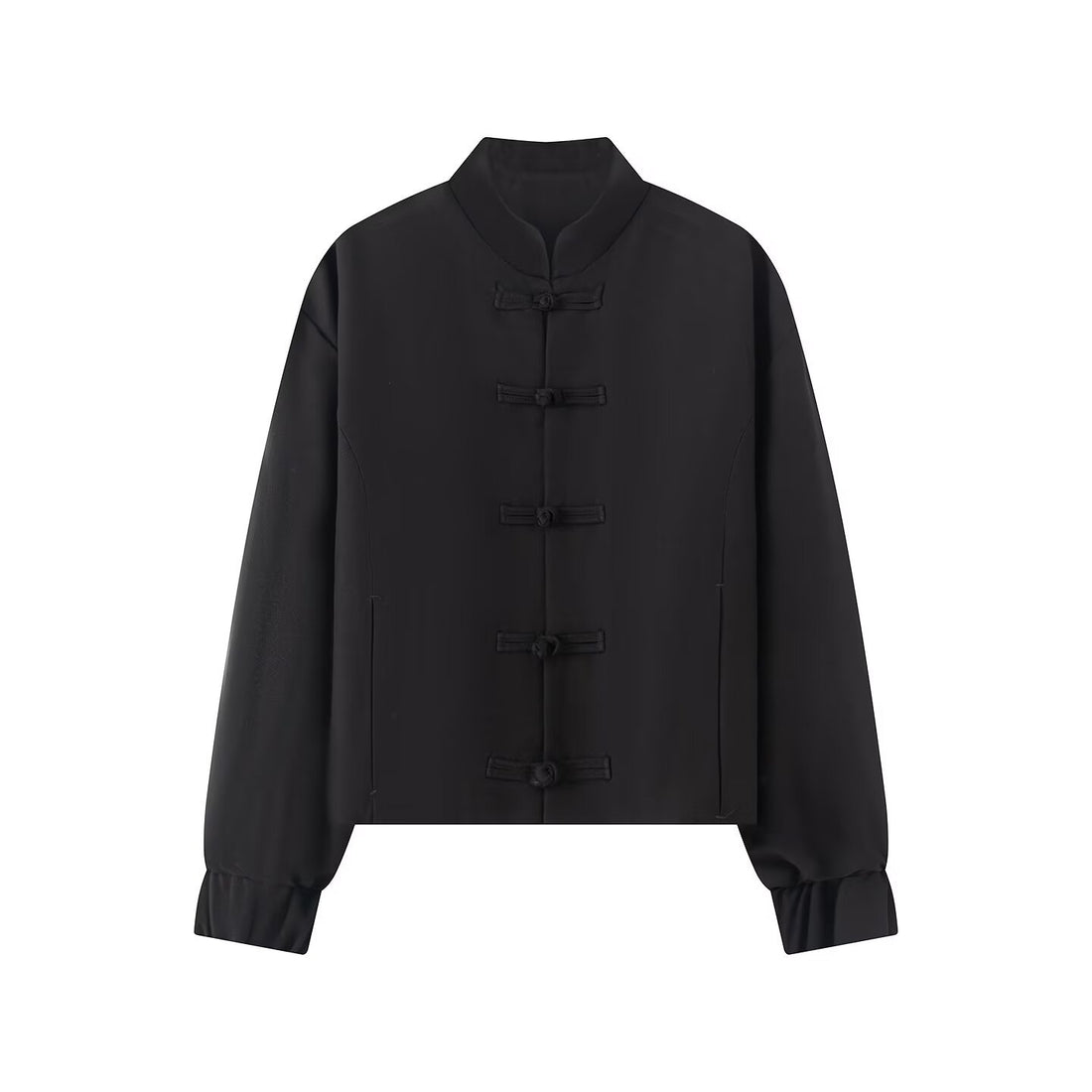 Damen Kurze Boxy‑Jacke mit Stehkragen und Knotenverschluss-Details Echo Archiv