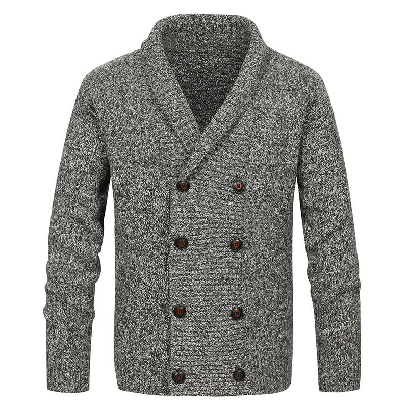 Herren hochwertige Strickjacke mit großem Revers und Knopfdetail Echoarchiv