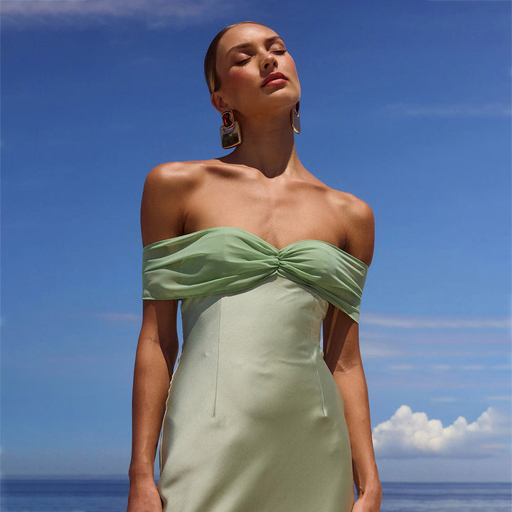 Damen elegantes Maxikleid mit schulterfreiem Design Echo Archiv