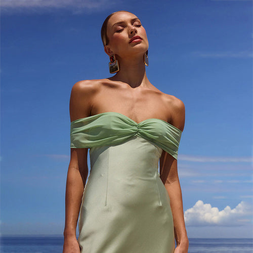 Damen elegantes Maxikleid mit schulterfreiem Design Echo Archiv