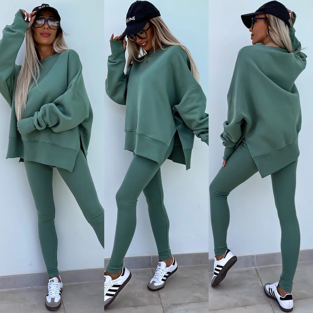 Damen nan Oversize Sweatshirt mit taillierten Rib-Leggings Set Echo Archiv