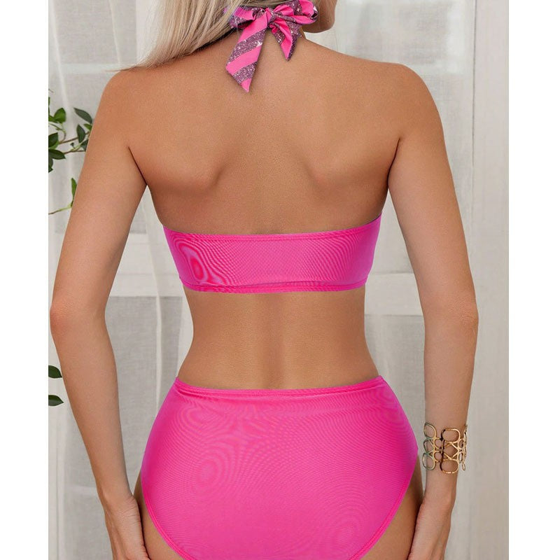 Damen Triangel-Bikini mit glitzerndem Streifenmuster Echo Archiv