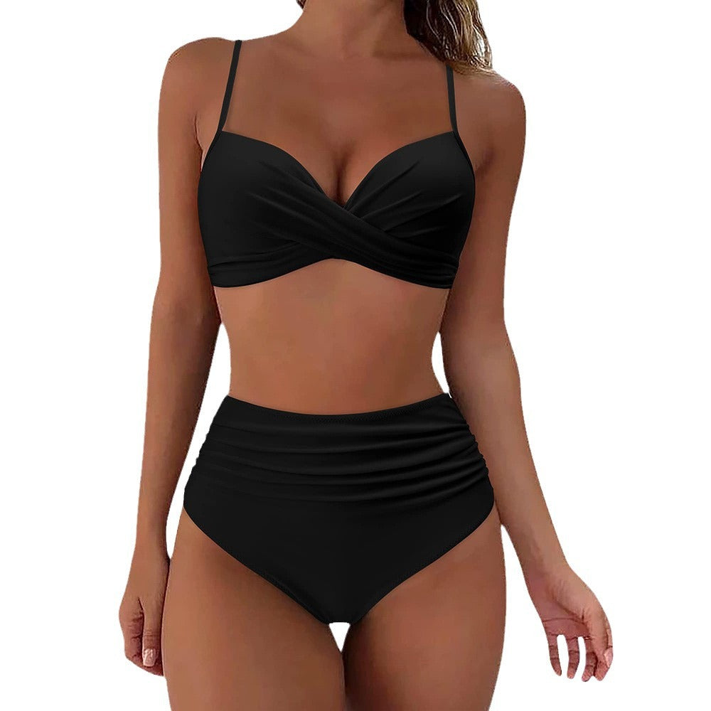 Damen hochtailliertes Bikini-Set mit elegantem Wickeldesign Echo Archiv
