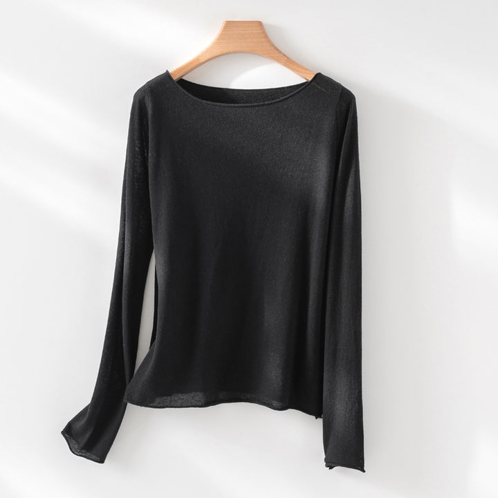 Damen Langarm-Feinstrickshirt mit U-Boot-Ausschnitt und leichtem Fall Echo Archiv