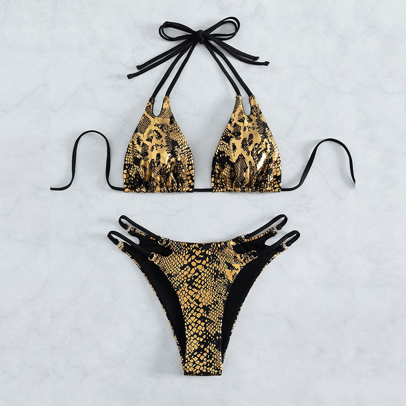 Damen Elegant gestalteter Triangel-Bikini mit extravagantem Schlangenmotiv Echo Archiv