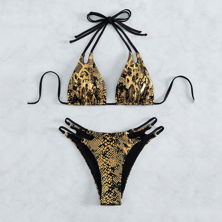 Damen Elegant gestalteter Triangel-Bikini mit extravagantem Schlangenmotiv Echo Archiv