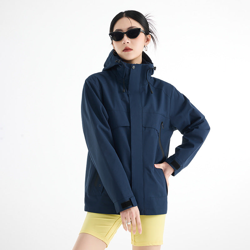 Damen technische wasserdichte Oversize-Parka mit Kapuze und verdeckten Reißverschlusstaschen Echoarchiv