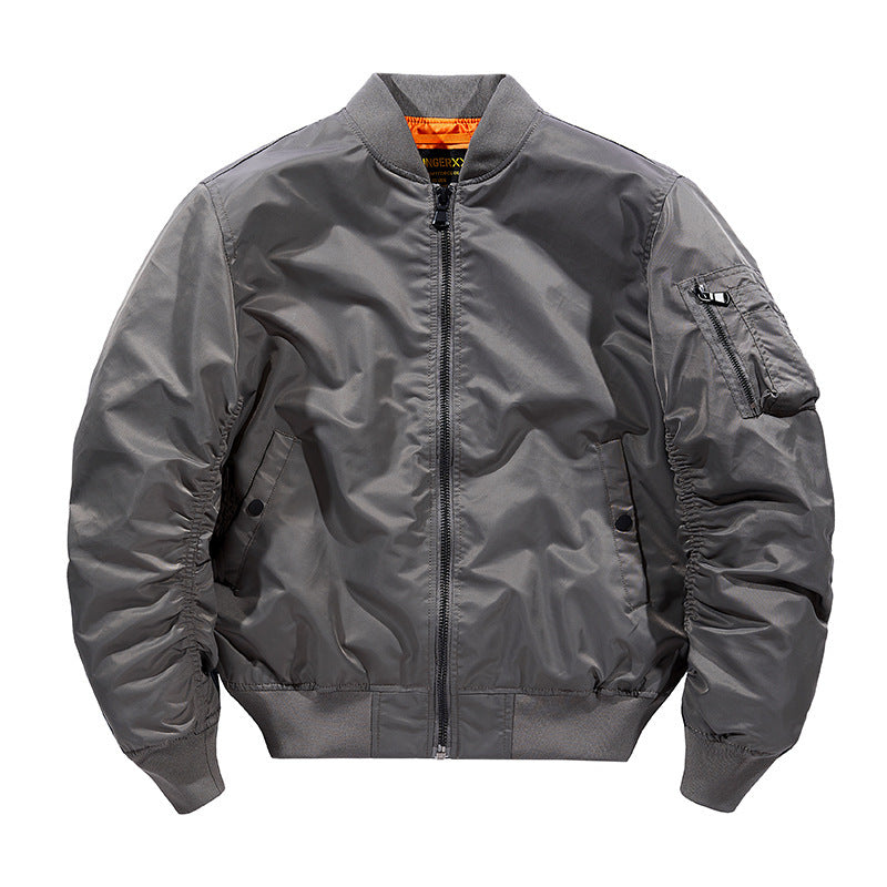 Herren Flieger-Bomberjacke aus technischem Nylon mit Rippbündchen und Ärmeltasche – Brevano