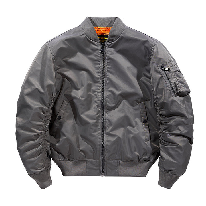 Herren Flieger-Bomberjacke aus technischem Nylon mit Rippbündchen und Ärmeltasche – Brevano