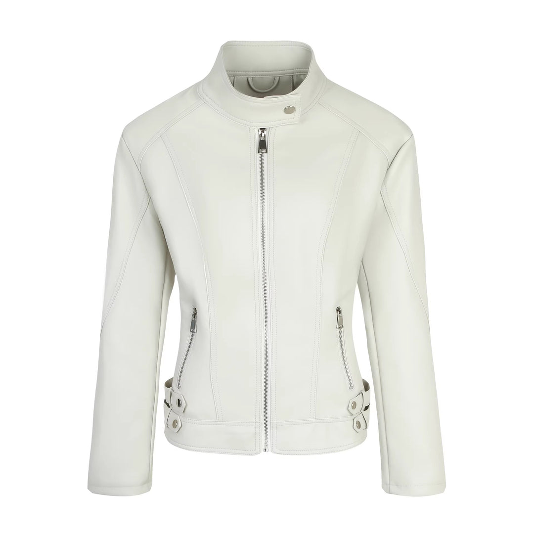 Damen Modische und figurbetonte Kunstlederjacke Echo Archiv