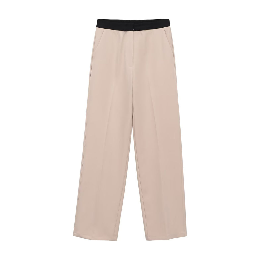 Damen Weite Palazzo-Hose mit elastischem Kontrastbund und Bügelfalten Echo Archiv