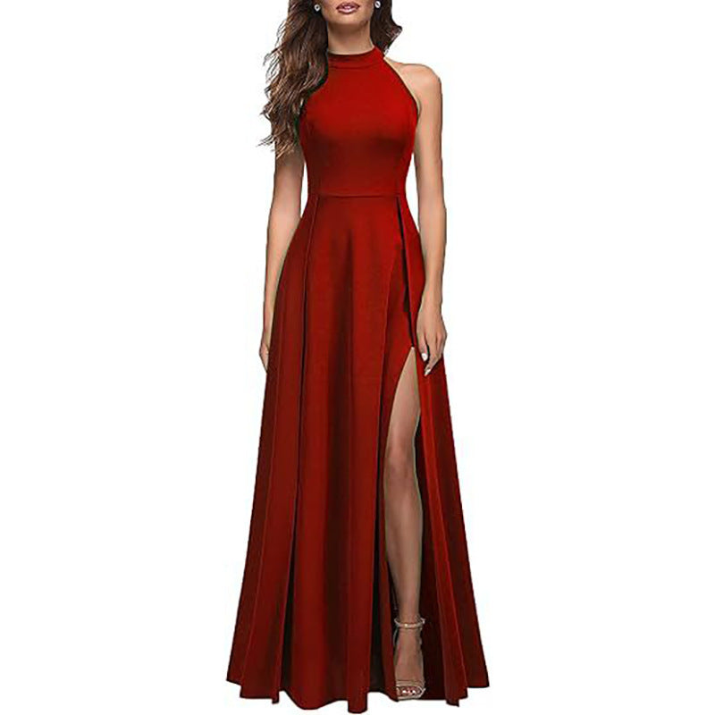 Damen Maxikleid mit Seitlichem Schlitz und Elegantem Kragen Echoarchiv