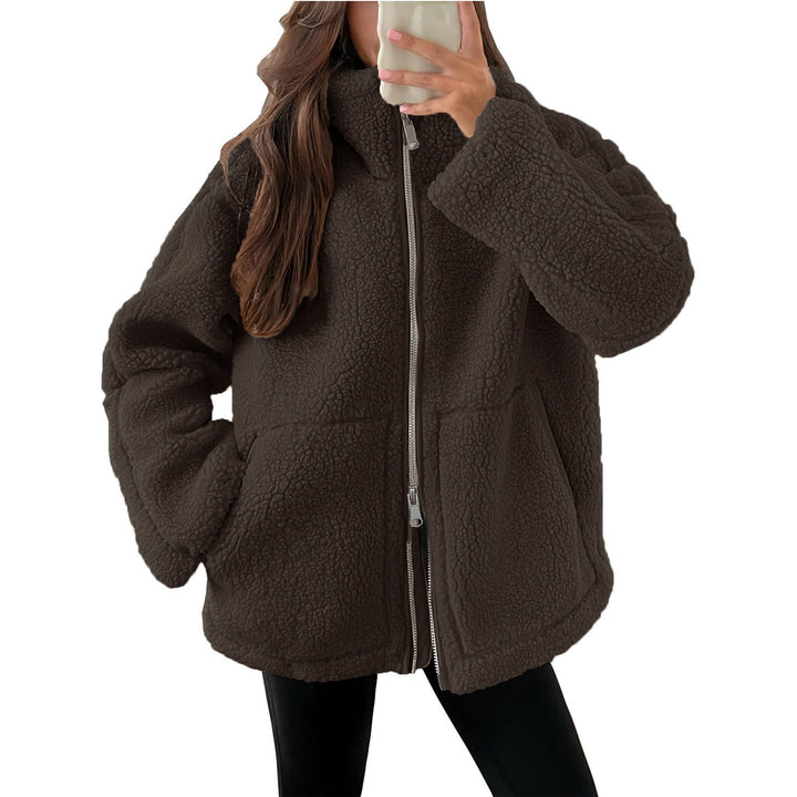 Damen Kuschelige Teddy-Jacke mit Reißverschluss Echoarchiv