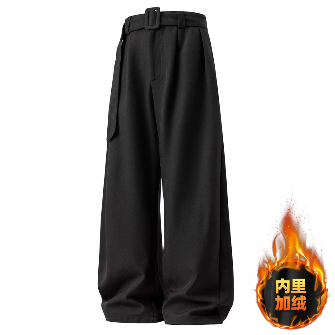 Damen Weite High-Waist Palazzo-Hose mit Bundfalten und Bindegürtel Echo Archiv