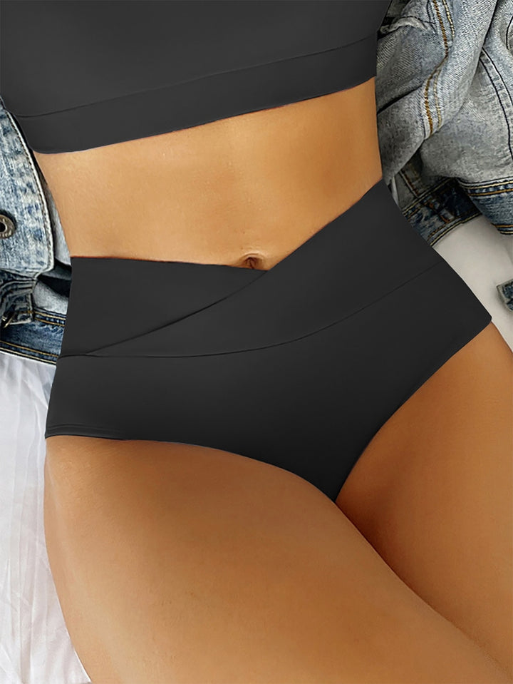 Damen Hoch taillierter Bikini-Slip mit modischem Wickelschnitt Echo Archiv