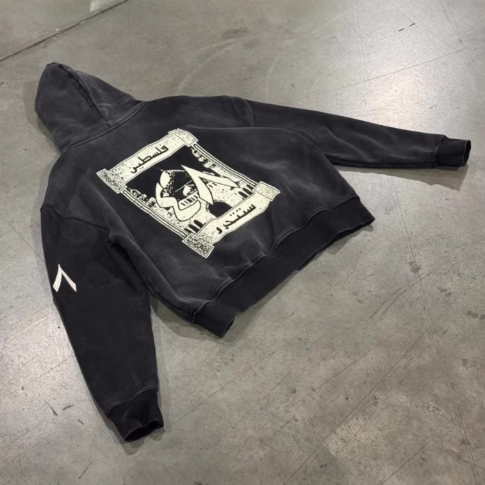 Unisex nan Oversize Kapuzensweat-Set im Vintage-Look mit Reißverschluss, aussagekräftiger Stickerei und weitem Sweatpant Echo Archiv