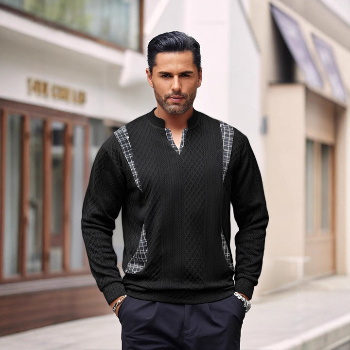 Herren Strickpullover mit modischen Karoelementen Echoarchiv